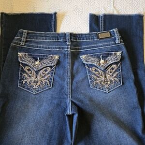 Earl Jeans Boot Cut with Embellished Pockets and Raw Cuffs, 6 (waist=15")